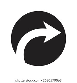 Black Circle Right Arrow Icon Vector Silhouette