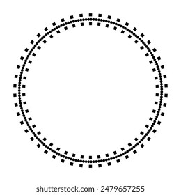 Black circle round decorative border frame vector design. Frame border or text box with blank empty place for title text isolated on white background