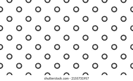 Black Circle Seamless Pattern on White Background.