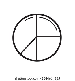 The black circle is segmented by a line extending from the top center to the bottom and another at an angle to the left. The background is transparent.