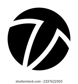 Black Circle Shaped Letter T Icon on a White Background