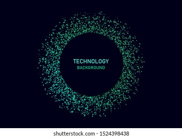 Black circle, sparkling magic dust particles. Light effect on a dark background. Vector illustration