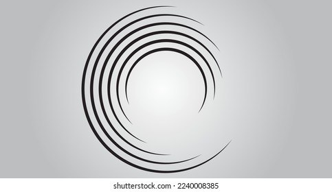 Black circle speed lines isolated. Abstract speed lines in circle form, vector. For geometric art, elements design, logo, print materials and placard template. Abstract speed lines circles background