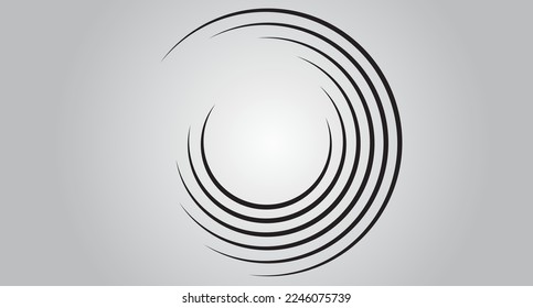 Black circle speed lines isolated. Abstract speed lines in circle form, vector. For geometric art, elements design, logo, print materials and placard template. Abstract speed lines circles background