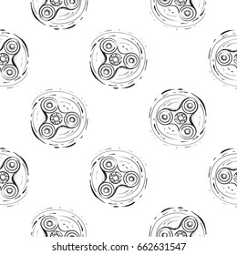 black circle spinner. Vector hand drawn fashion illustration on white background in watercolor style