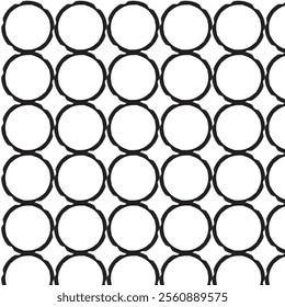 Black Circle in Square Seamless on White Background. Vector Illustration