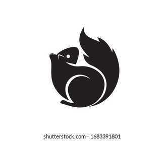 black Circle squirrel art logo design inspiration