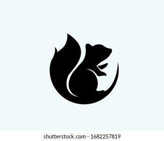 black Circle stand squirrel logo design inspiration