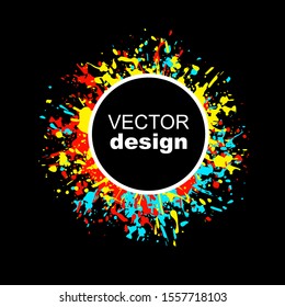 a black circle surrounded by patches of three colors