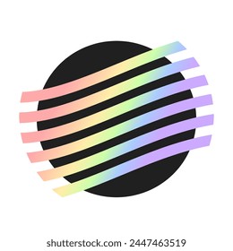 Black Circle with Swirled Prism Rainbow Gradient Lines