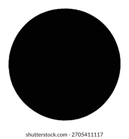 Un círculo negro con un borde texturizado y ligeramente irregular se presenta sobre un fondo blanco. Formato de Vector escalable apto para impresión y m...