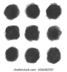 black circle with watercolor hand drawing style 