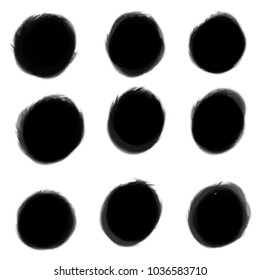 black circle with watercolor hand drawing style 