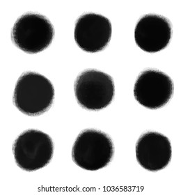 black circle with watercolor hand drawing style 