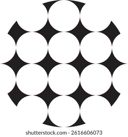 A black circle with white circles inside vector logo