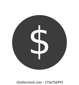 black circle with white dollar sign. isolated on the white background