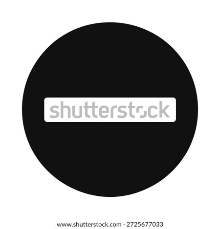 Black circle with white horizontal line prohibition symbol