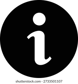 Black circle with white lowercase letter i and dot information symbol lowercase i white symbol
