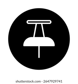 Schwarzer Kreis mit weißem Push-Pin-Symbol, das die Erinnerung an den Standort und die Benachrichtigung im minimalistischen Stil darstellt
