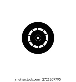 Black circle with white segments and a central needle on a white background.