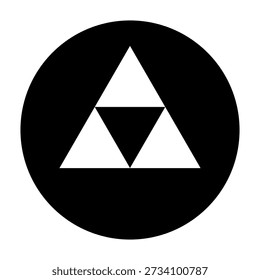 Black circle with black and white triangles minimalism vector schematic