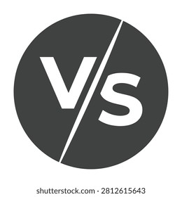 A black circle with a white Vs symbol, representing contrast and comparison