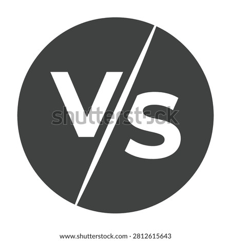 A black circle with a white Vs symbol, representing contrast and comparison