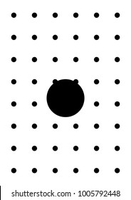 Black circles. Abstract animal muzzle. Black and white poster.