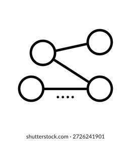 Black circles connected by lines and dots on white background network connection link data de