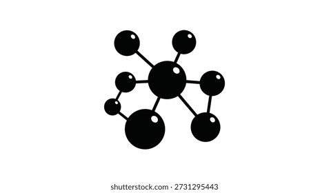 Black circles connected by lines create a network, notable for its clean silhouette style.