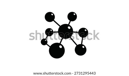 Black circles connected by lines create a network, notable for its clean silhouette style.