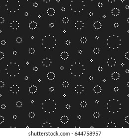 Black circles dotted background. Seamless minimalistic pattern.