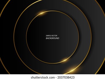 Black circles with gold lines, modern simple luxurious vector background in EPS10