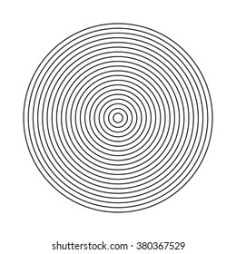 A lot black circles into each other leaving in a distance equal to the thickness of all lines.