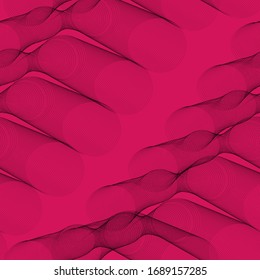 Black circles and lines on a pink background. Seamless vector pattern for wallpaper, fabric, wrapping paper.