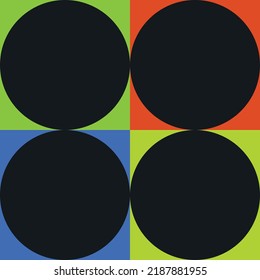 Círculos negros en la ilustración de fondo neón, vector