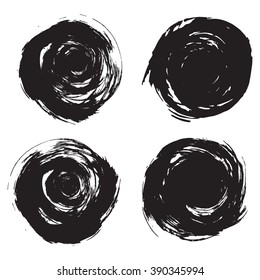 The black circles on a white background. Drawing by hand. Ink drawing. EPS10 vector illustration.
