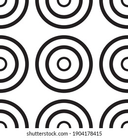 Black circles on white seamless background. Trendy design.