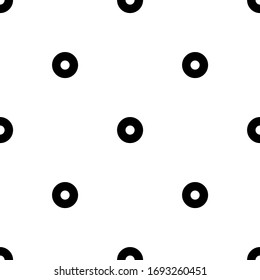 Schwarze Kreise Muster auf weißem Hintergrund. Nahtloses Design.