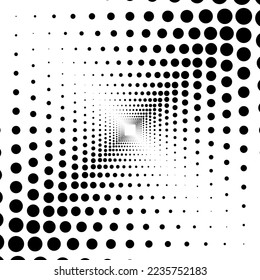 Black circles, square halftone on the white background. Vector illustration.