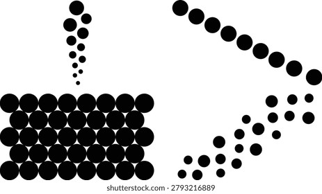 Black circles in various sizes and arrangements on white background dot pattern geometric shapes abstract circle arrangement