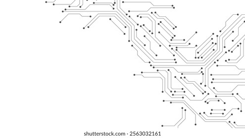 Black circuit board on white background.2d illustration Abstract futuristic electronic circuit technology background science background.