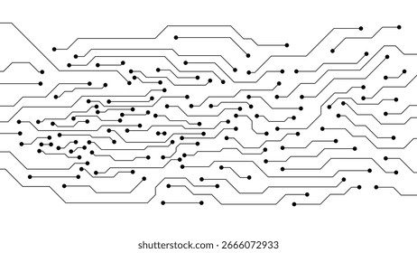 Padrão de placa de circuito preto sobre fundo branco. Conceito de design de alta tecnologia. Ilustração vetorial