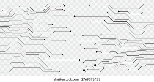 Black circuit board traces design on transparent background for technology and digital concepts. - Powered by Shutterstock - Get 15% off with code: PIKWIZARD15