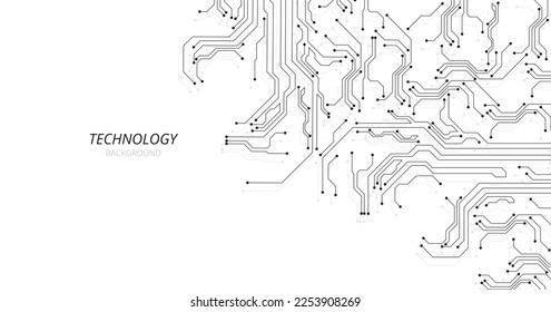 Black circuit connection on white background.High-tech circuit board connection system. futuristic digital innovation background.	