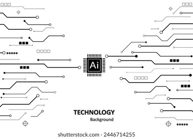 Black circuit diagram "GENERATIVE AI " on white background. High-tech circuit board connection system. Central Computer Processors CPU concept. technology on white background.