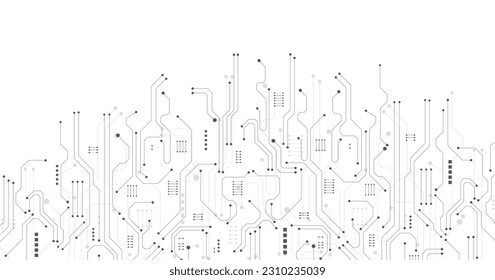 Black circuit diagram on white background. High-tech circuit board connection system.Vector abstract technology on white background.