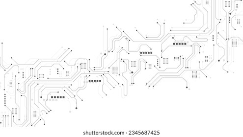 Black circuit diagram on white background. High-tech circuit board connection system.Vector abstract technology on white background.