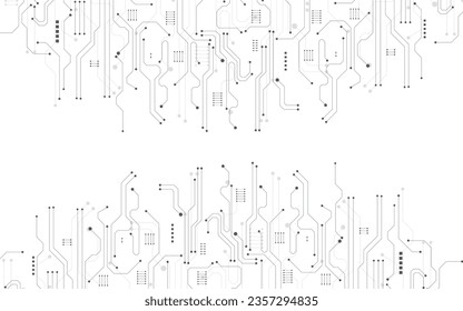 Black circuit diagram on white background. High-tech circuit board connection system.Vector abstract technology on a white background.