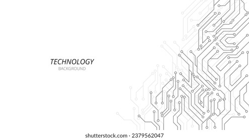 Black circuit diagram on white background. High-tech circuit board connection system.Vector abstract technology on white background.